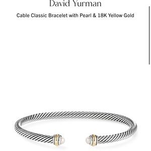 David Yurman Pearl Cable Classic Bracelet with 18k Gold